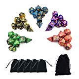 Smartdealspro 5 x 7-Die Series Two Colors Dice with Free Pouches for RPG MTG Table Games